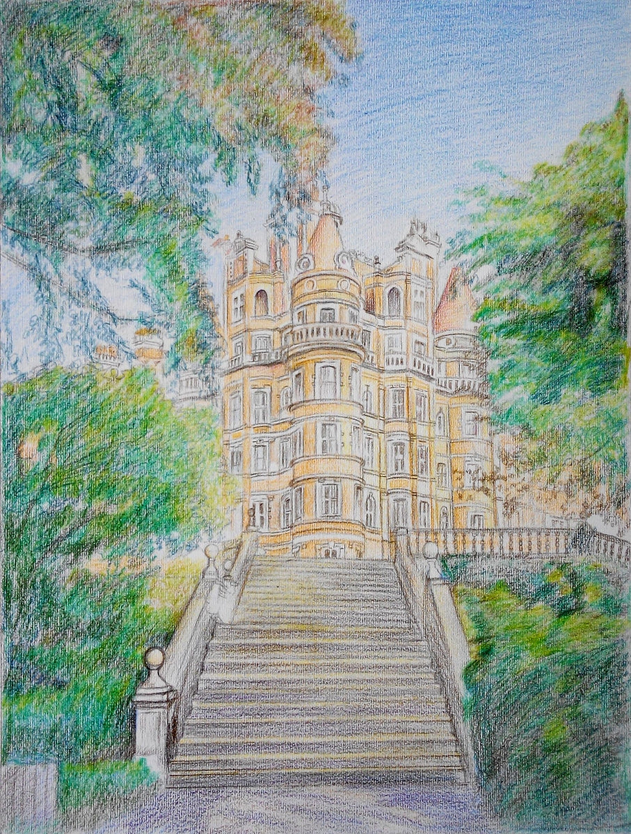 Landscape & Houses in in Pencil and Charcoal (Tube)-- For Deposit (20%)