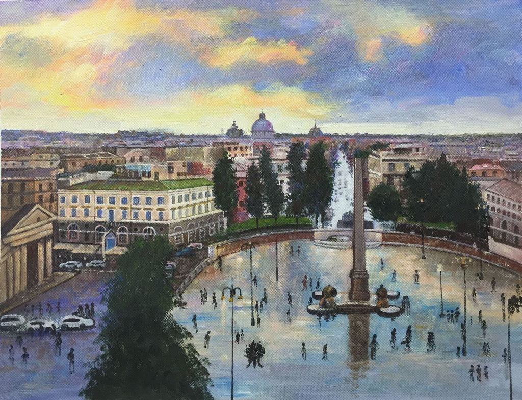 Landschaft & Häuser in Öl