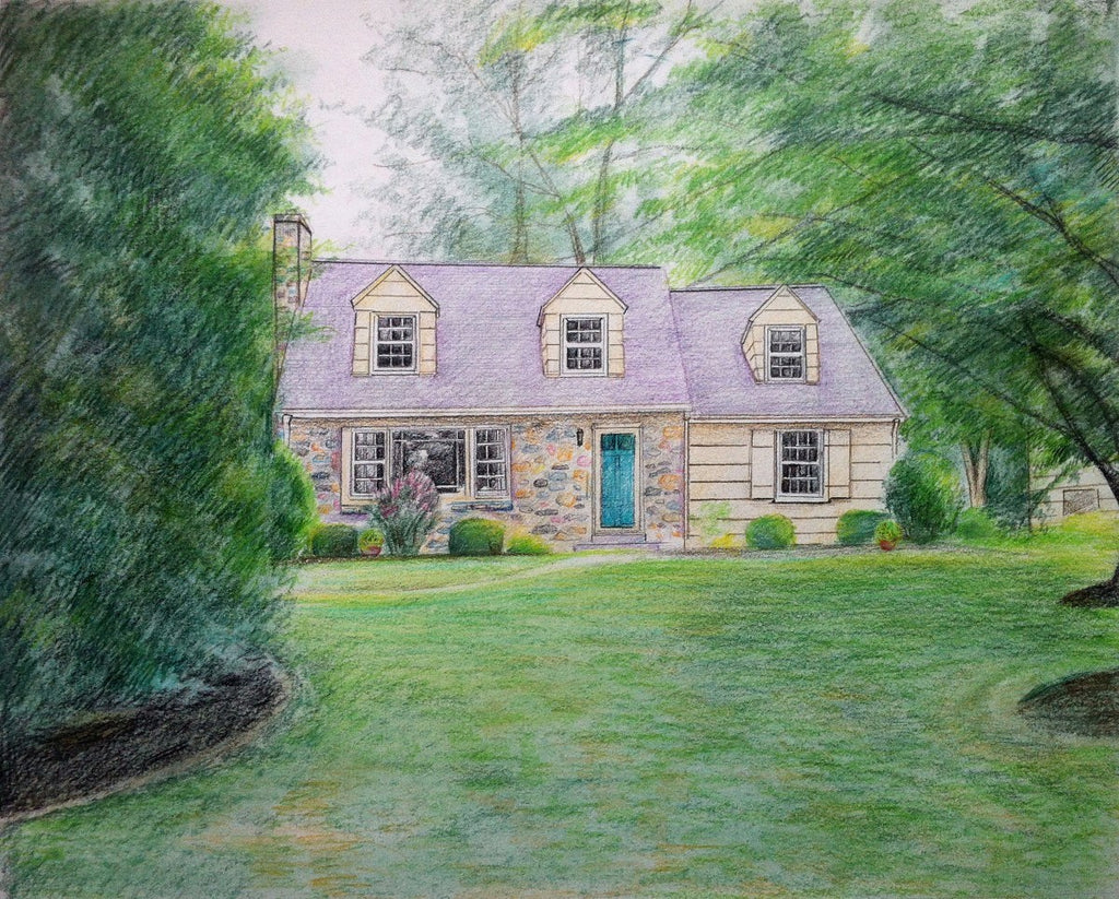 Landscape & Houses in in Pencil and Charcoal (Tube)-- For Deposit (20%)