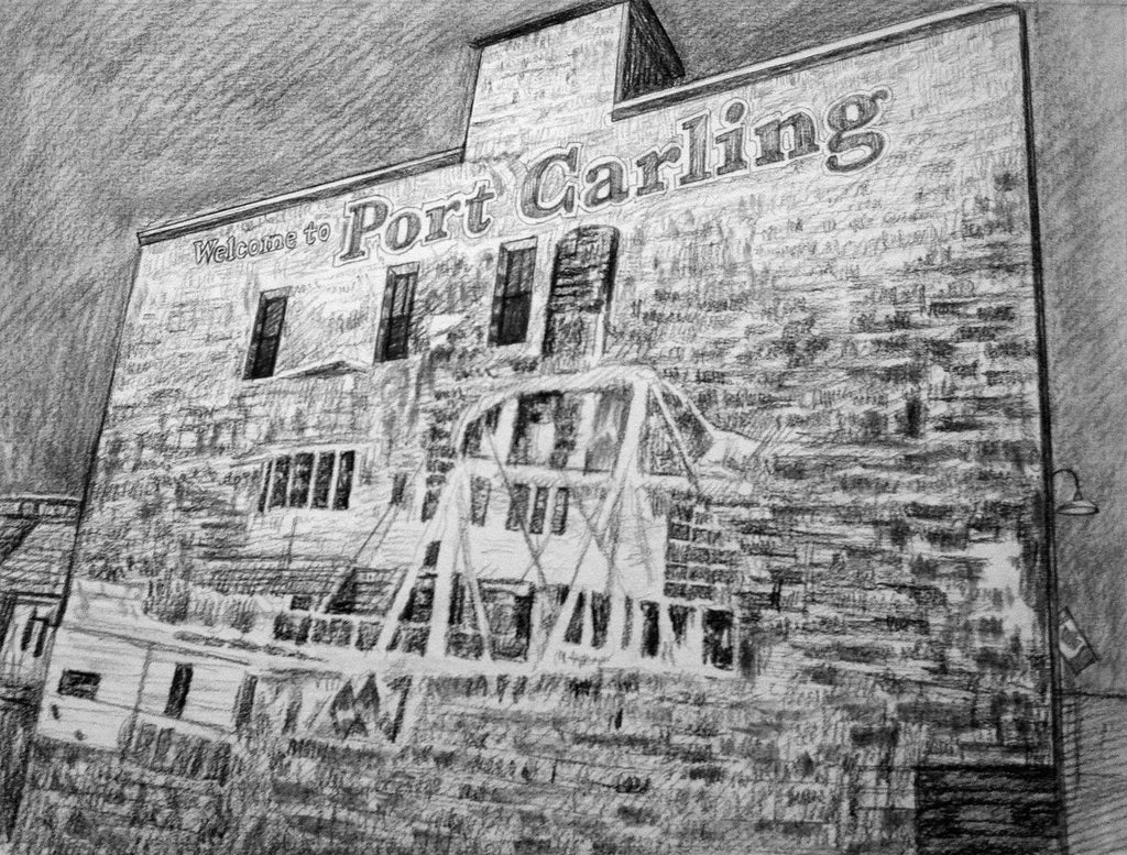 Landscape & Houses in in Pencil and Charcoal -- For Balance (80%)