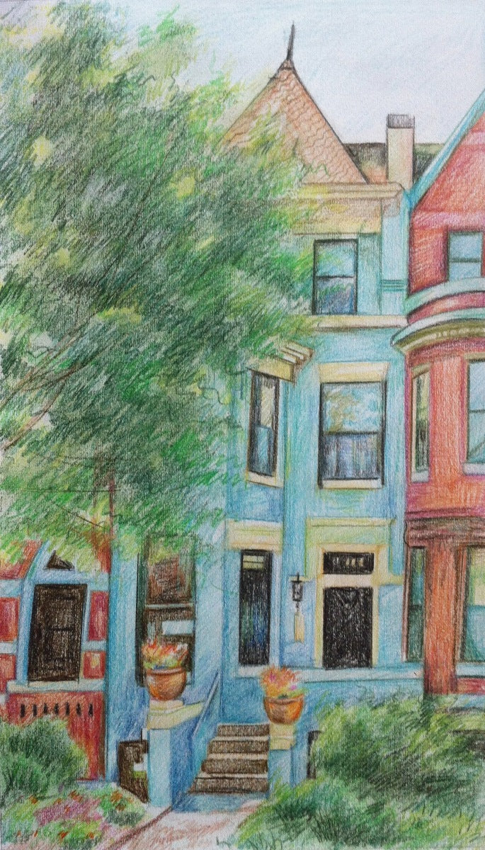 Landscape & Houses in in Pencil and Charcoal -- For Balance (80%)