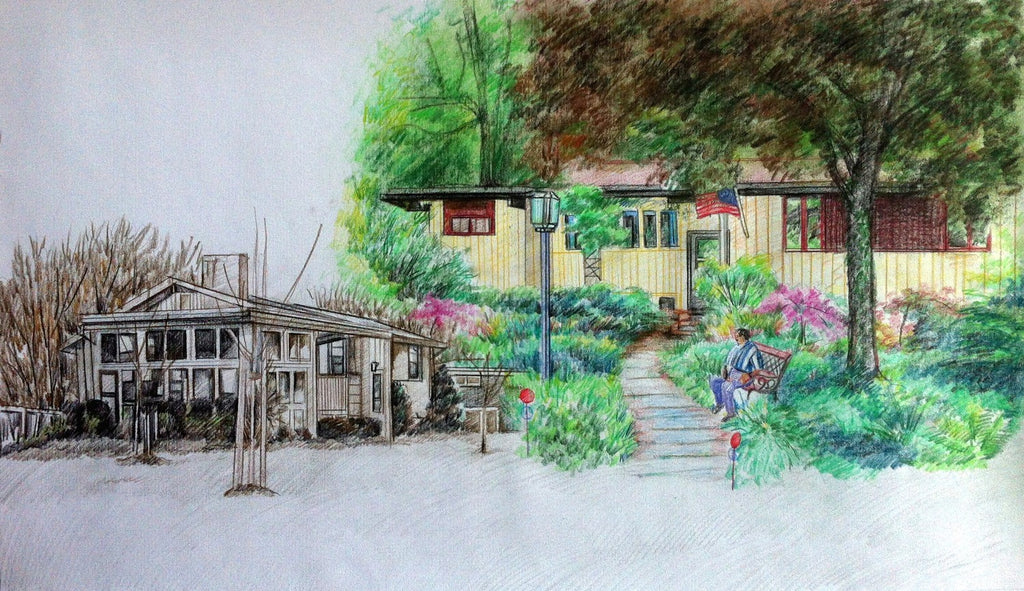 Landscape & Houses in in Pencil and Charcoal (Tube)-- For Deposit (20%)