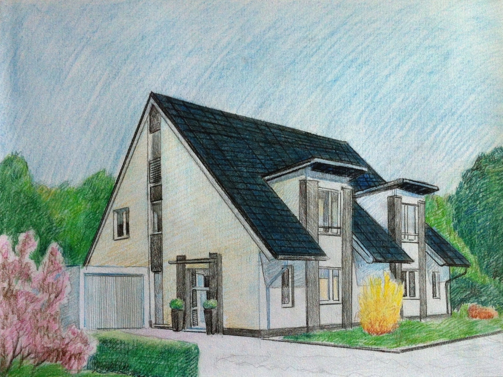 Landscape & Houses in in Pencil and Charcoal (Tube)-- For Deposit (20%)