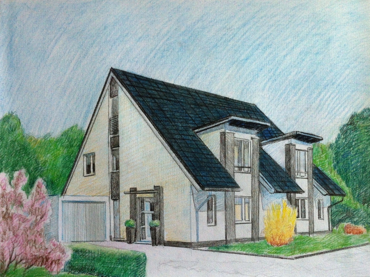 Landscape & Houses in in Pencil and Charcoal (Tube)-- For Deposit (20%)