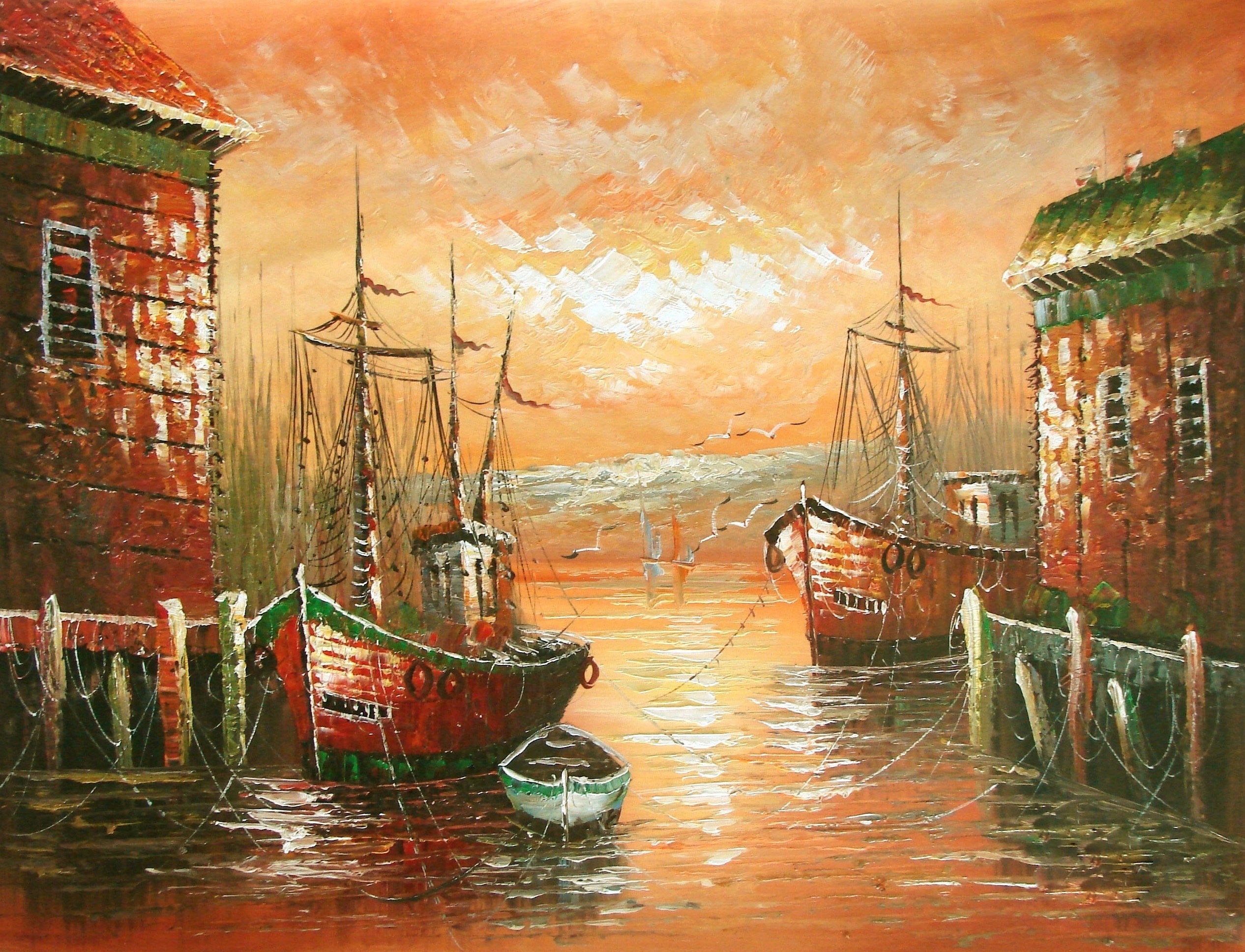 Landscape & Houses in Oil