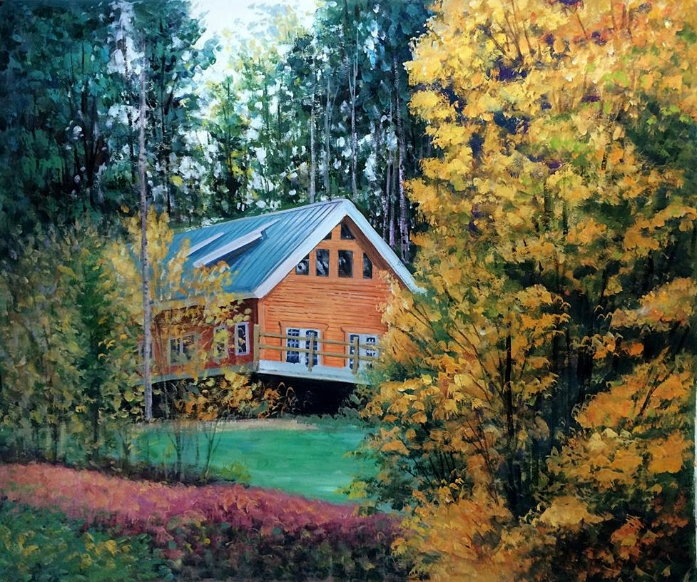 Landschaft & Häuser in Öl