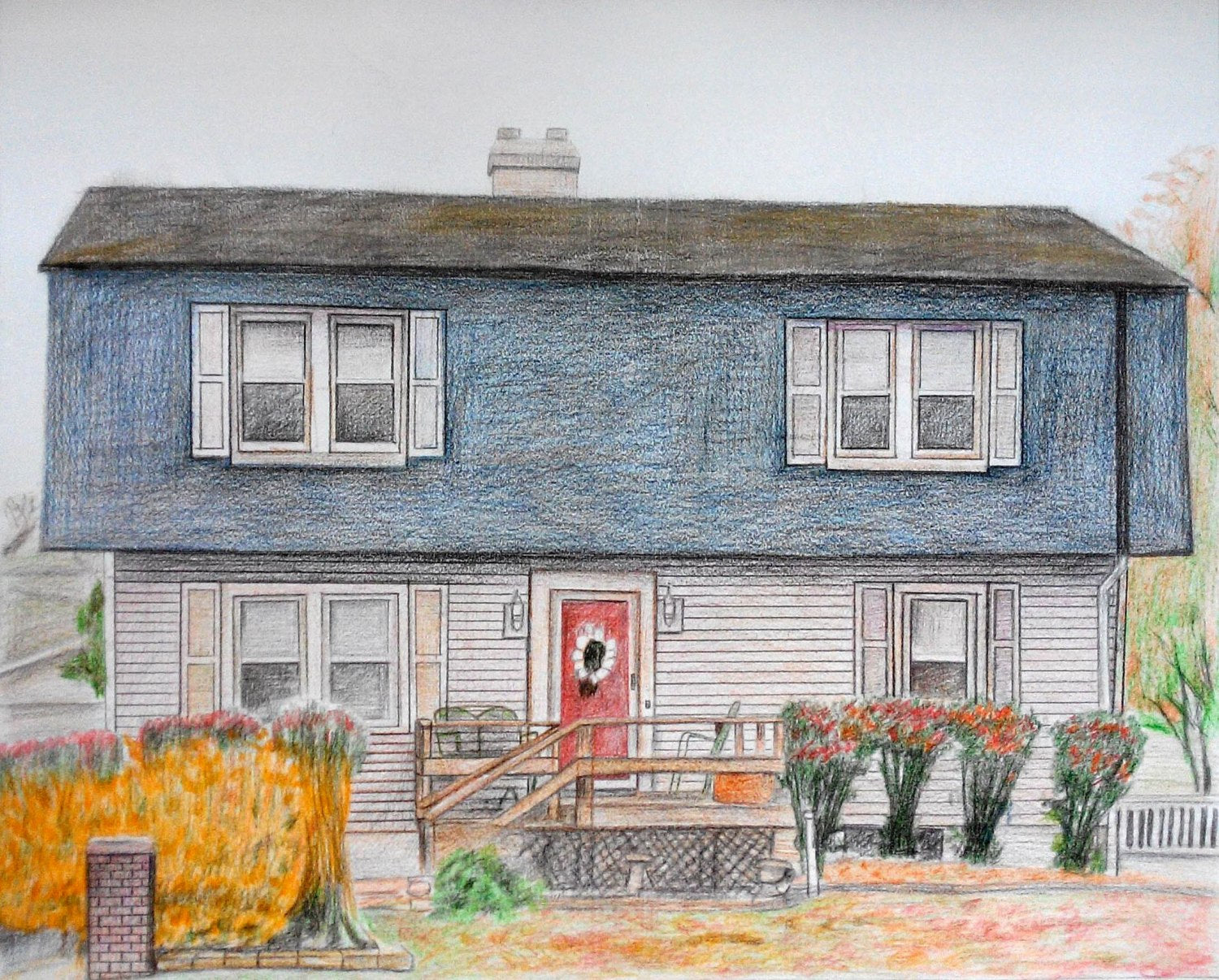 Landscape & Houses in in Pencil and Charcoal (Tube)-- For Deposit (20%)
